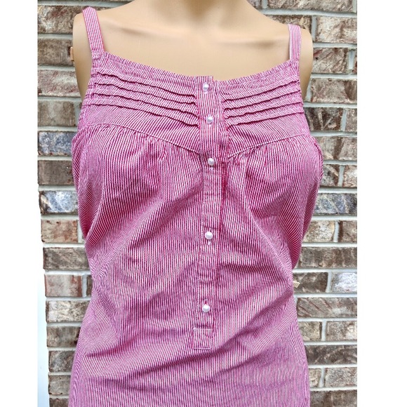 Y2K Cabernet Red & White Pinstriped Maxi Nightgown - Picture 4 of 8